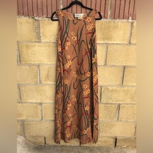 Chico’s Design 100% washable silk floral dress size 2/medium 90s Y2K Hawaiian